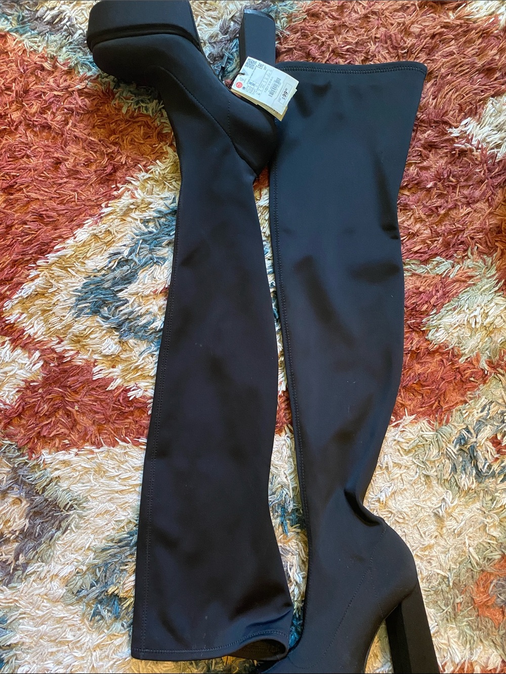 Zara Black Over‑the‑Knee Sock Boots